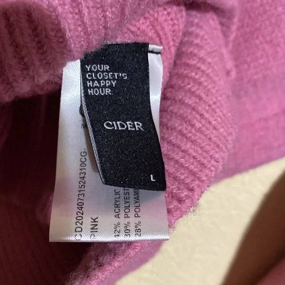 Cider Sweater Cardigan L Pink Stretchy Long Sleeve Buttons Acrylic Polyester - Picture 9 of 15